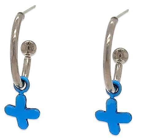 Ti2 Titanium Plus Charm Hoop Earrings - Dark Blue