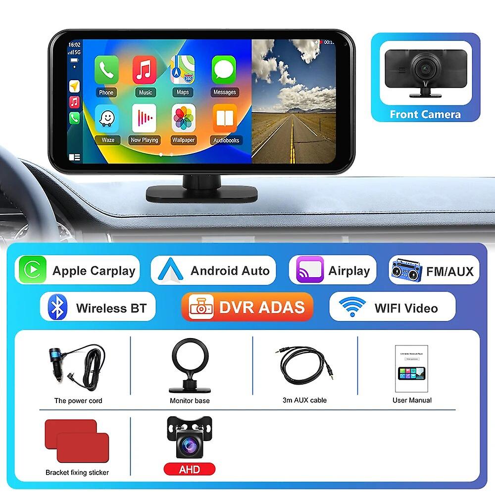 6.25 Car Dvr 4k Foward Camera Adas Dash Cam Carplay Monitor Wireless Android Auto Dual Bluetooth Dashboard Recorder