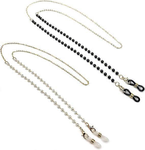 2 eyewear chains (white and black), pearl eyewear chains, anti slip