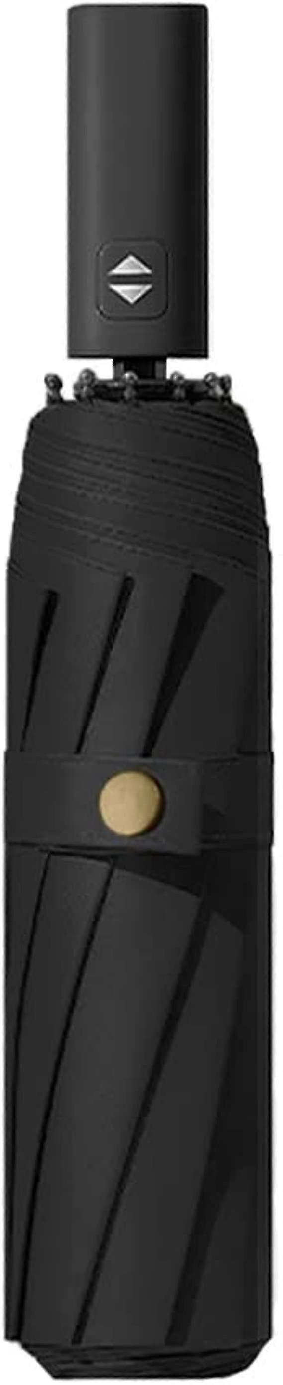 Windproof Umbrella 10 Ribs Automatic Opening And Closing Foldable Small Compact Umbrella - Black