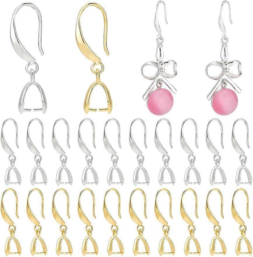 2 Colors Earring Hooks with Pendant Clasp 40PCS 18k Gold Plated Brass Earring Hooks Leverback Ear Wires Earrings Hooks