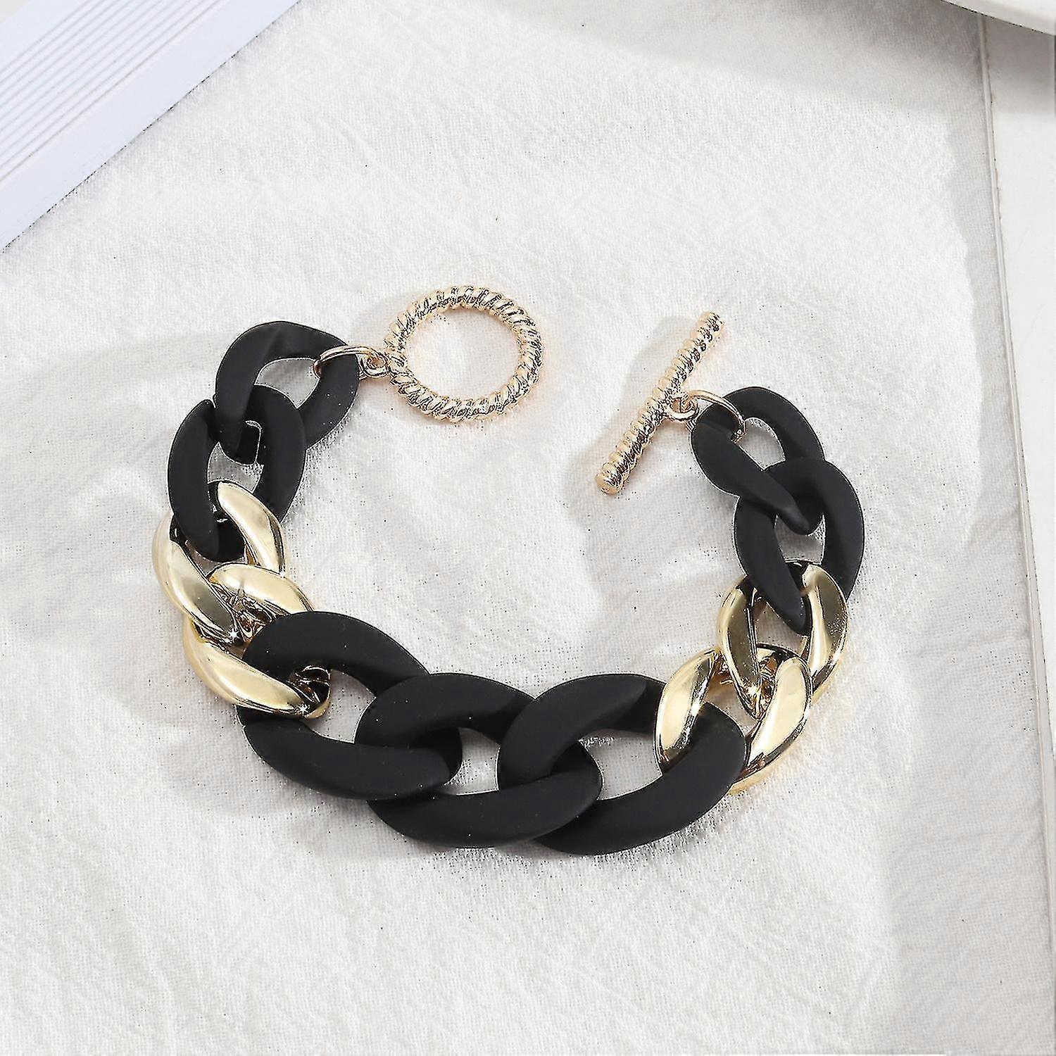 Chunky Acrylic Paperclip Chain Bracelet Minimalist Colorful Resin Thick Cuban Link Toggle Bracelet