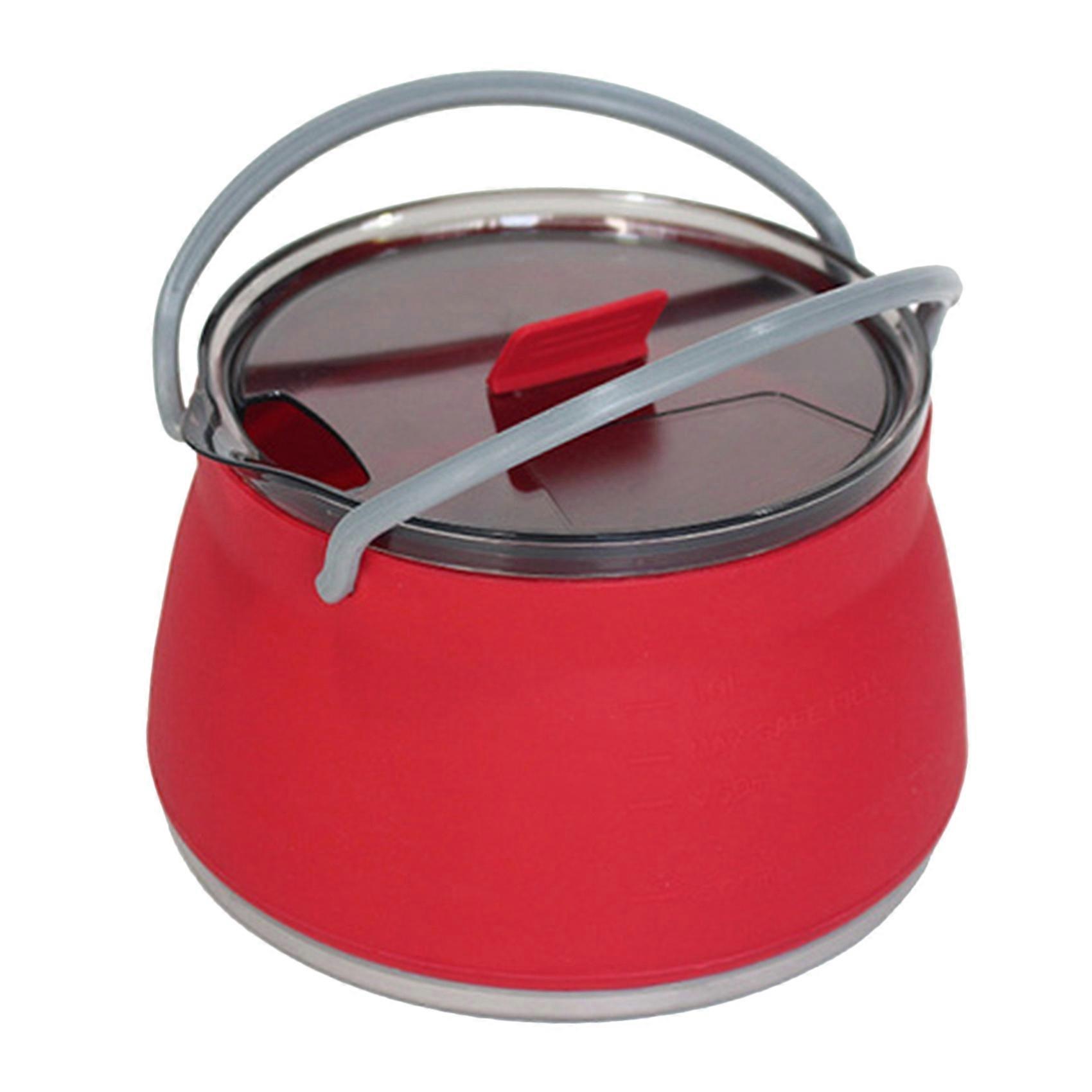 1L Outdoor Foldable Water Portable Silicone Kettle Cooking Food Pot Stainless Steel Bottom Folding