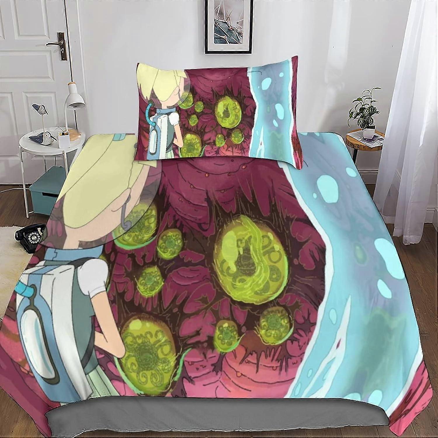 Rick and Morty Sängkläder Set för vuxna och barn D-Print Mönster Rick and Morty Soft Microfiber Påslakan med örngott 135*200 CM