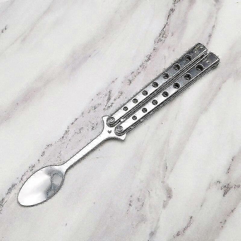 1pcs butterfly portable spoon training folding practice portable coffee tableware|spoon