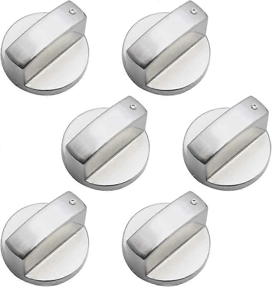 6 Pieces Universal Gas Stove Knobs - Metal Control Knobs for Stove, Cooker, Oven