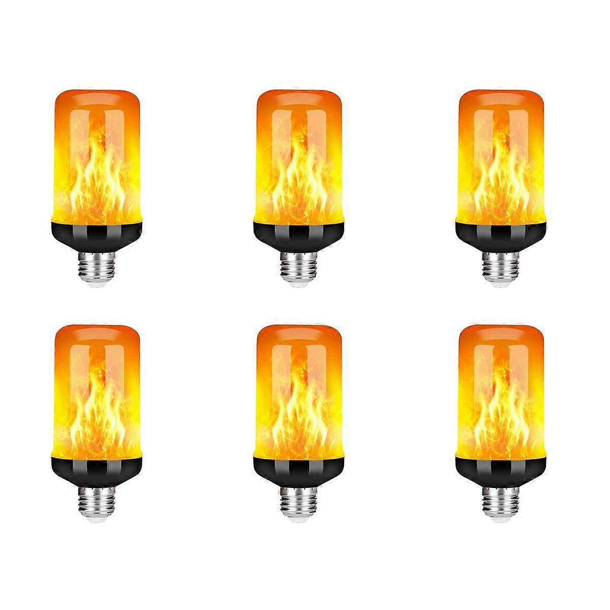 6X LED Flame Effect Light Bulb E27,Decorative Flickering Realistic Fire Lights Bulb,Festival Decora