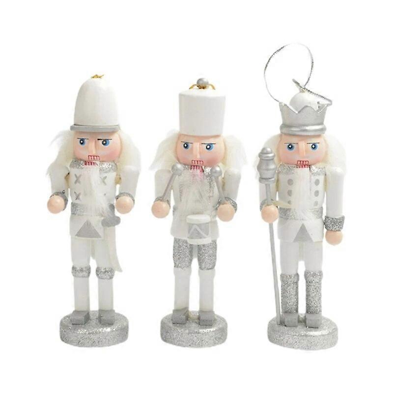 3Db/4Pcs karácsonyi fa baba dekoráció kézzel készített fehér-arany diótörők Solider baba medál hagyományos diótörők dekoráció