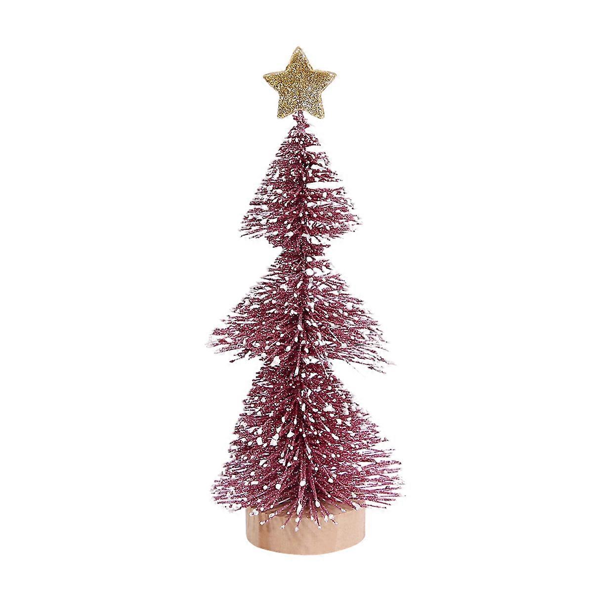 Mini Christmas Trees Decorations Star Christmas Trees Trees with Wooden Base, Artificial Christmas Trees for Village Tabletop Home Room Party Craft Ch