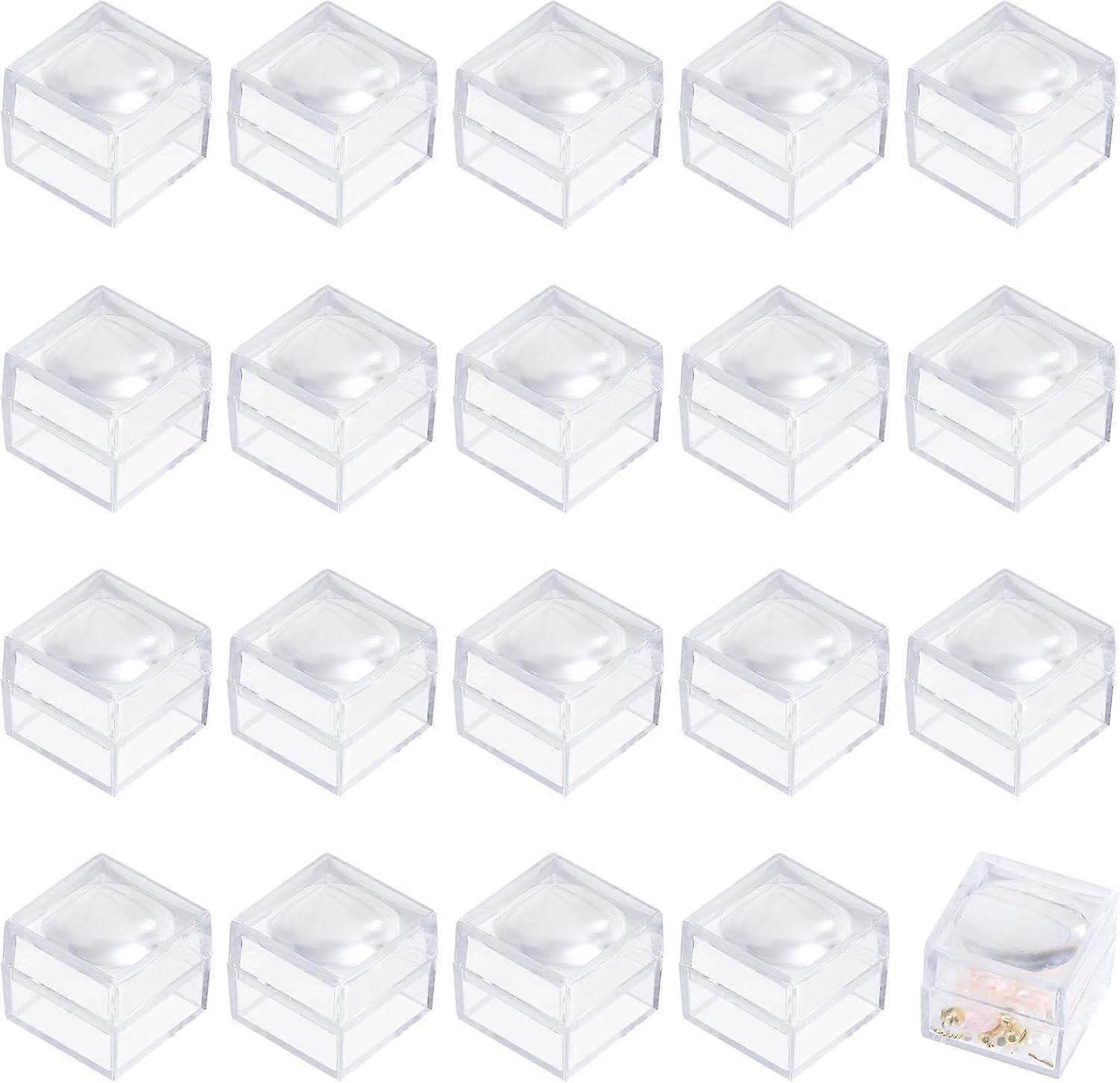 20pcs Magnifying Display Box Diamond Gemstone Display Case Transparent Plastic Diamond Jewelry Boxes