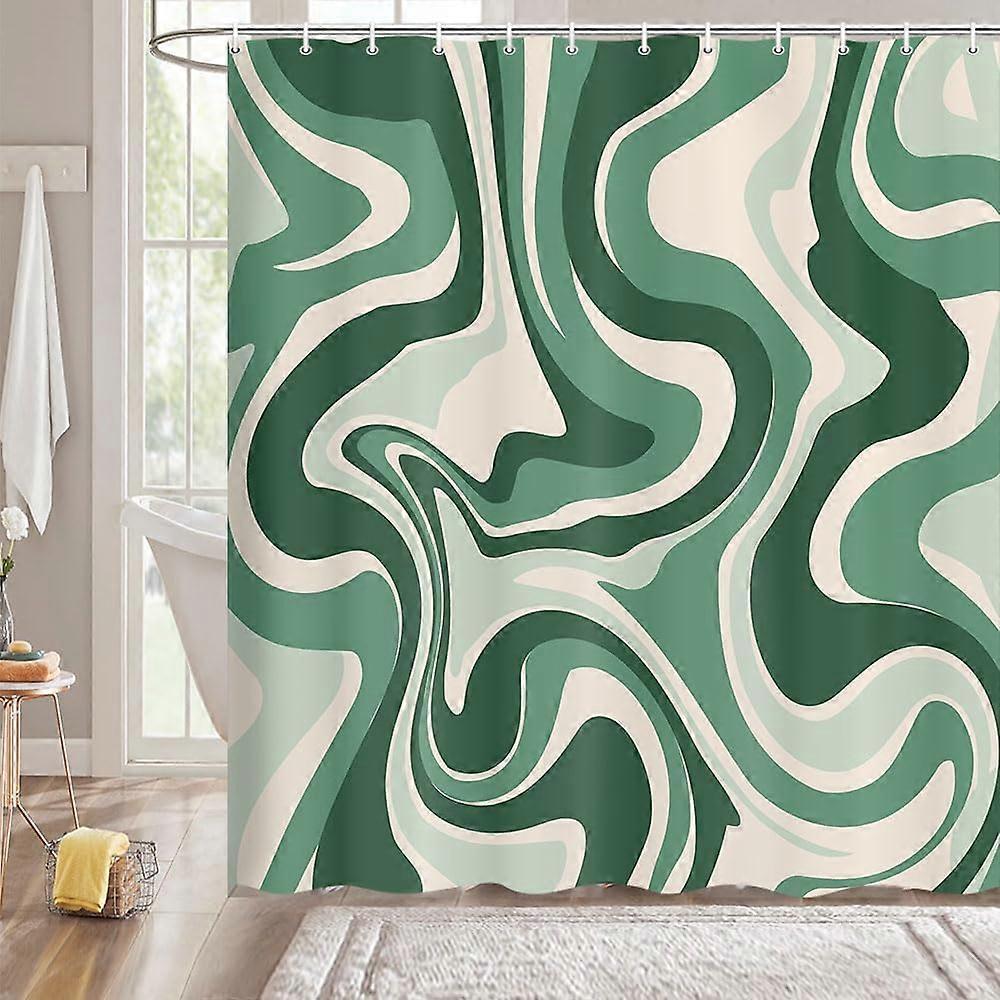 ستارة دش خضراء ، ستارة دش جمالية 70S ، ستارة دش بوهو للحمام ، مجموعة ستارة دش ريترو مع خطافات 72 × 84 بوصة