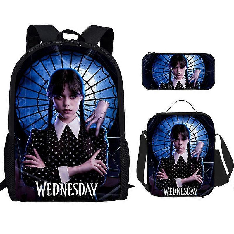 3Pcs/Set Τετάρτη Addams Φιγούρα Παιδιά Σακίδιο Τυπωμένο Νηπιαγωγείο Μολυβοθήκη Αγόρι Κορίτσια Τσάντα ώμου Παιδιά Σχολική τσάντα Δώρα