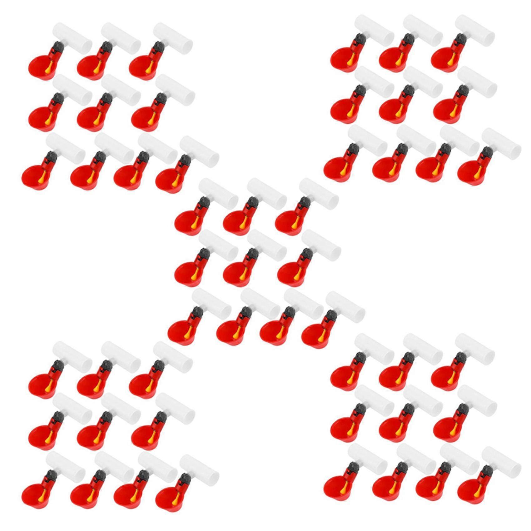 Chicken Drinking Cup 50 Pieces Automatic Drinker Drinker Red Plastic Duck Bird Quail Pigeon Hen Dri