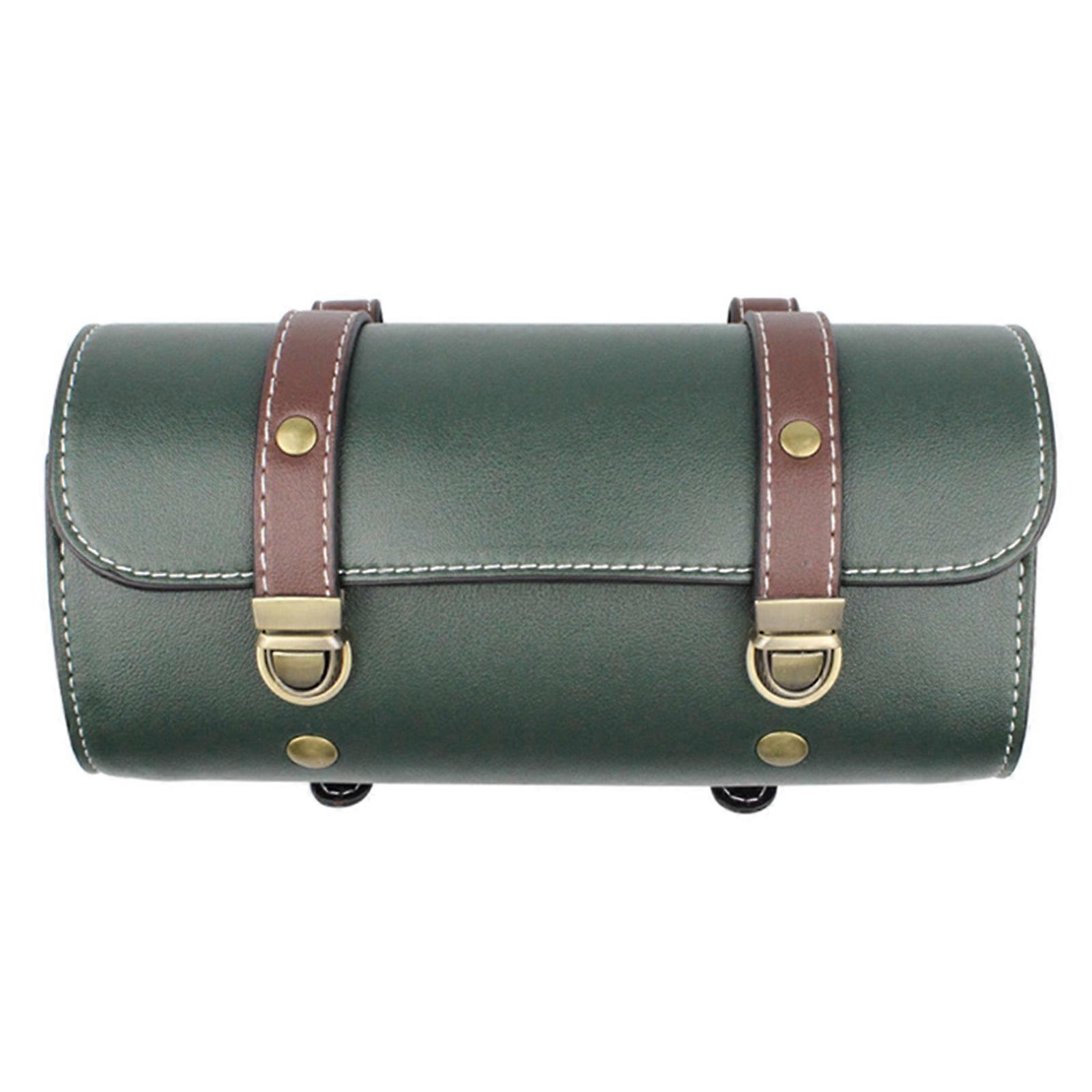 PU Leather Handmade Motorcycle Fork Bag Roll, Durable Storage Pouch with Straps