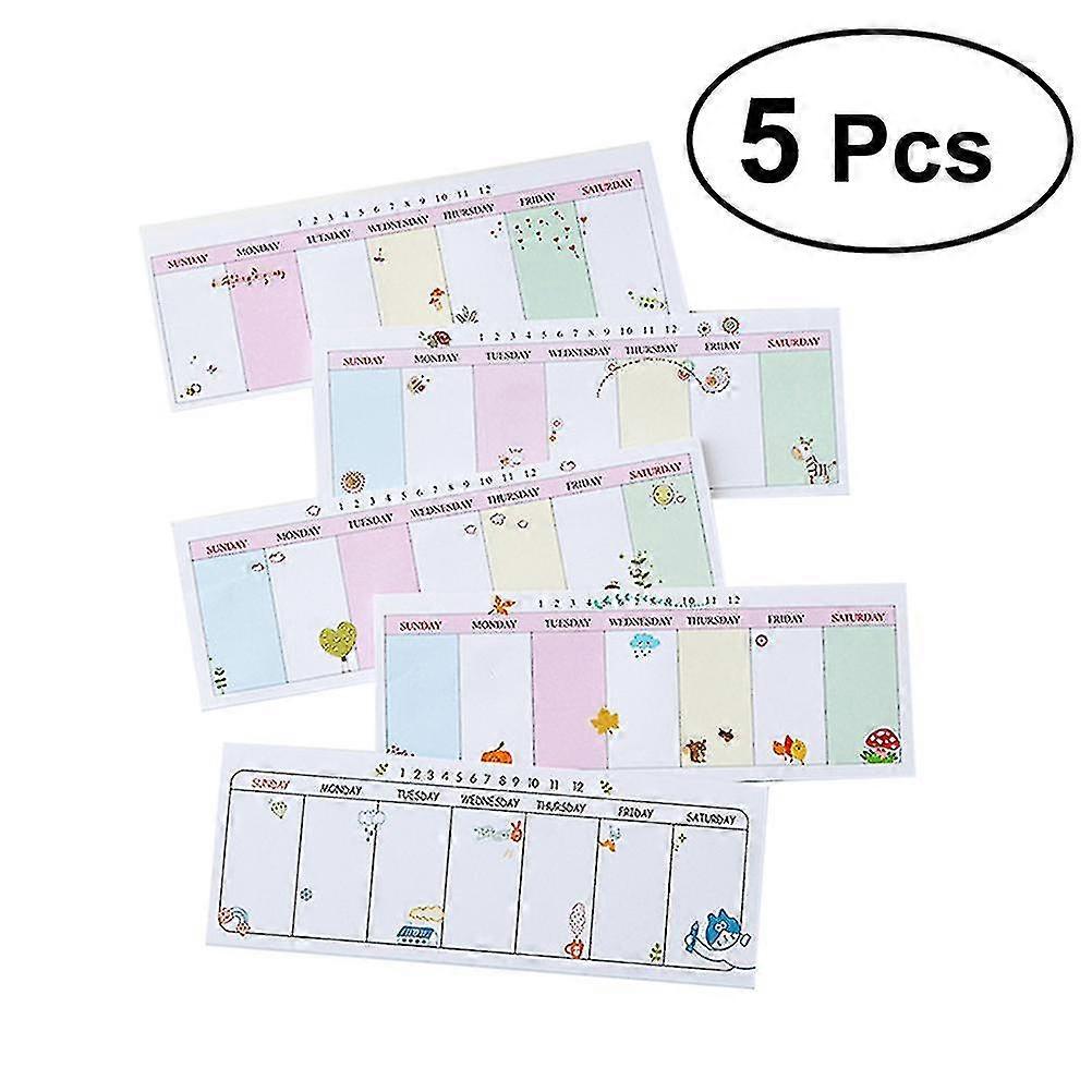 5 Packs Lovely Plan Schedule Memo Pads Stickers Notes For Home (random Pattern)
