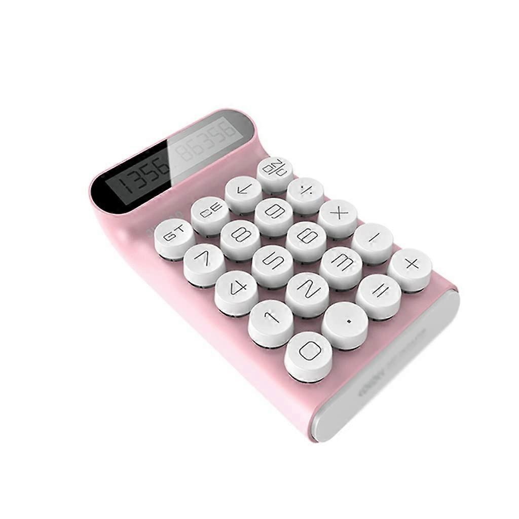 Retro Portable Calculator Mechanical Keyboard Computer 10-digit LCD Display Financial Office Fashion Calculator (Color : Pink, Size : One Size)