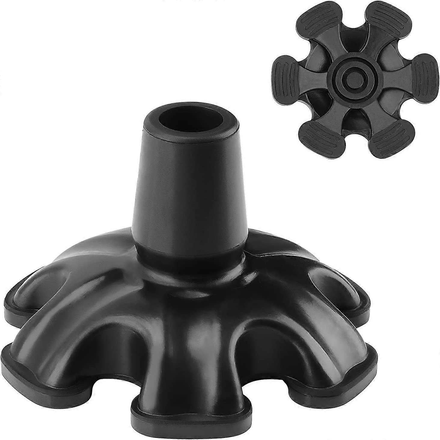 Cane Tip with 6 Prongs, Non-Slip 6 Rubber Holders Freestanding Replacement Cane Tip for Standard 19mm Diameter Walking Cane Folding Cane Accessory Bla