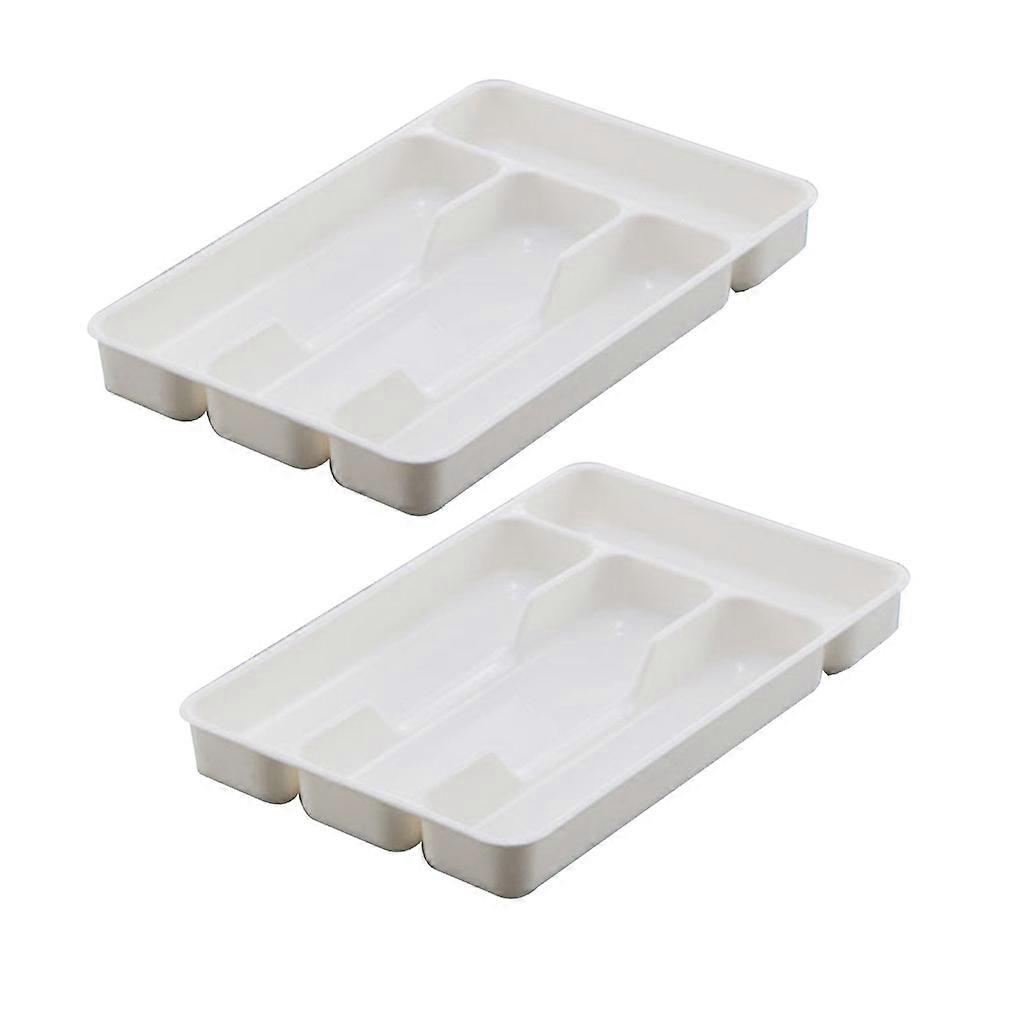 2Pcs Kitchen Drawer Organizer Spoon Knife Fork Separation Storage Box PP Tray