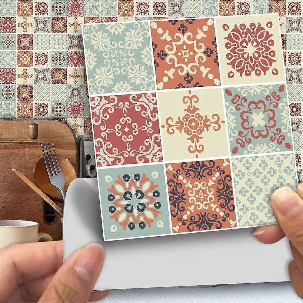 25pcs Sticker Tile 15x15cm Square with Tile Pattern(Multicolor)