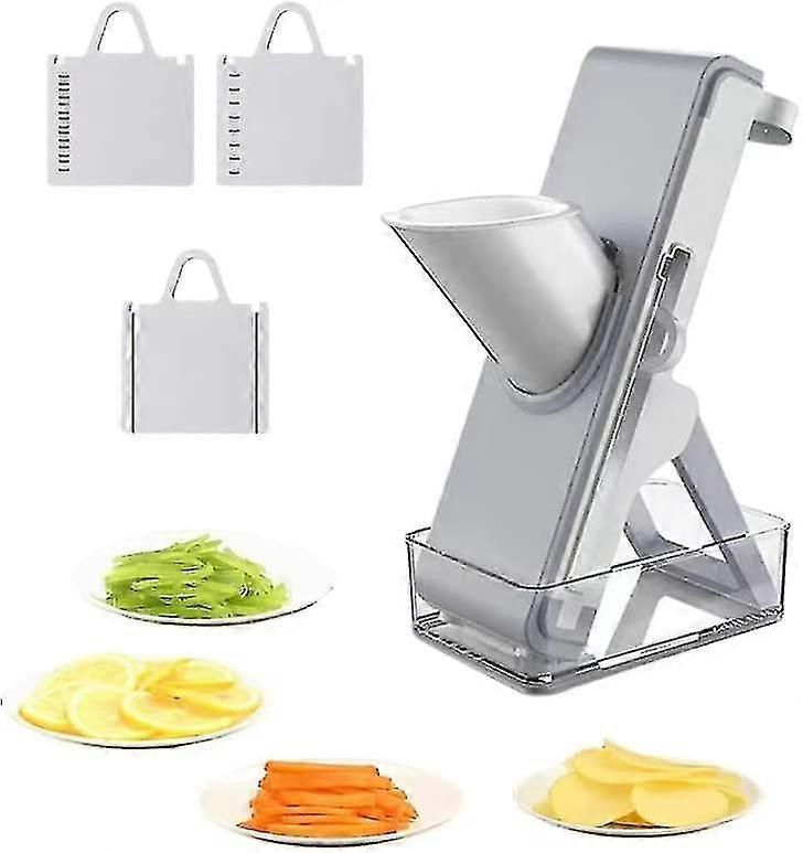 Safe Mandoline Slicer For Kitchen Chopping Artifact, Adjustable Slicer Vegetable Cutter With Container(gray)