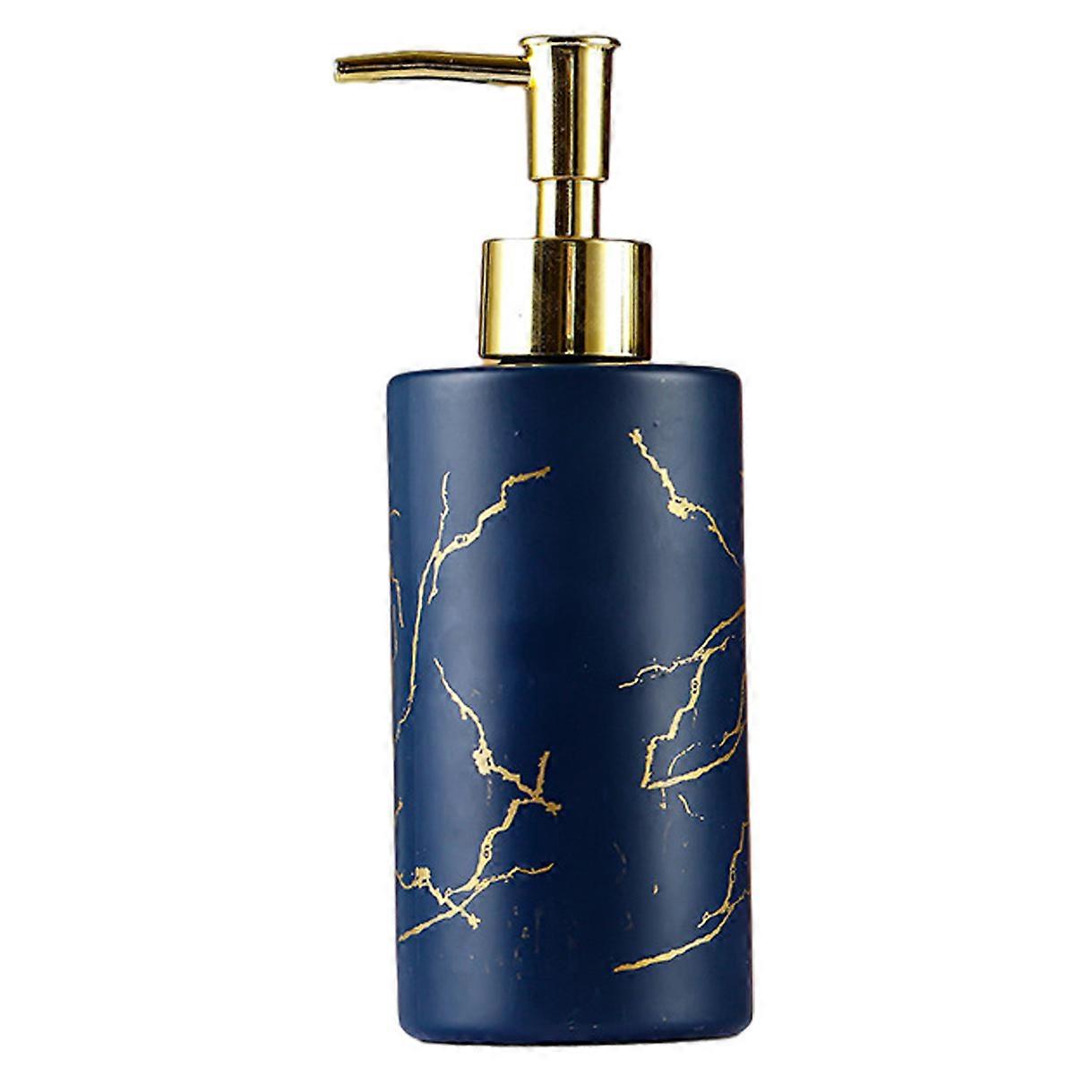 バスルームとキッチン用のハンドソープボックス、円筒形の大理石の樹脂詰め替え可能