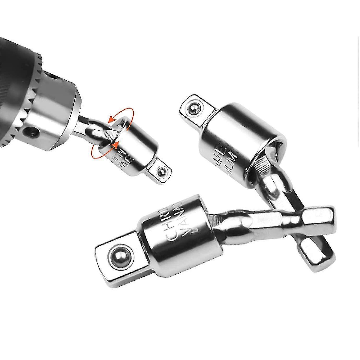 3pc Electric Drill Socket Adapter Hex Shank Impact Wrench To Square Bit Rotary Extension Shank Tool Set