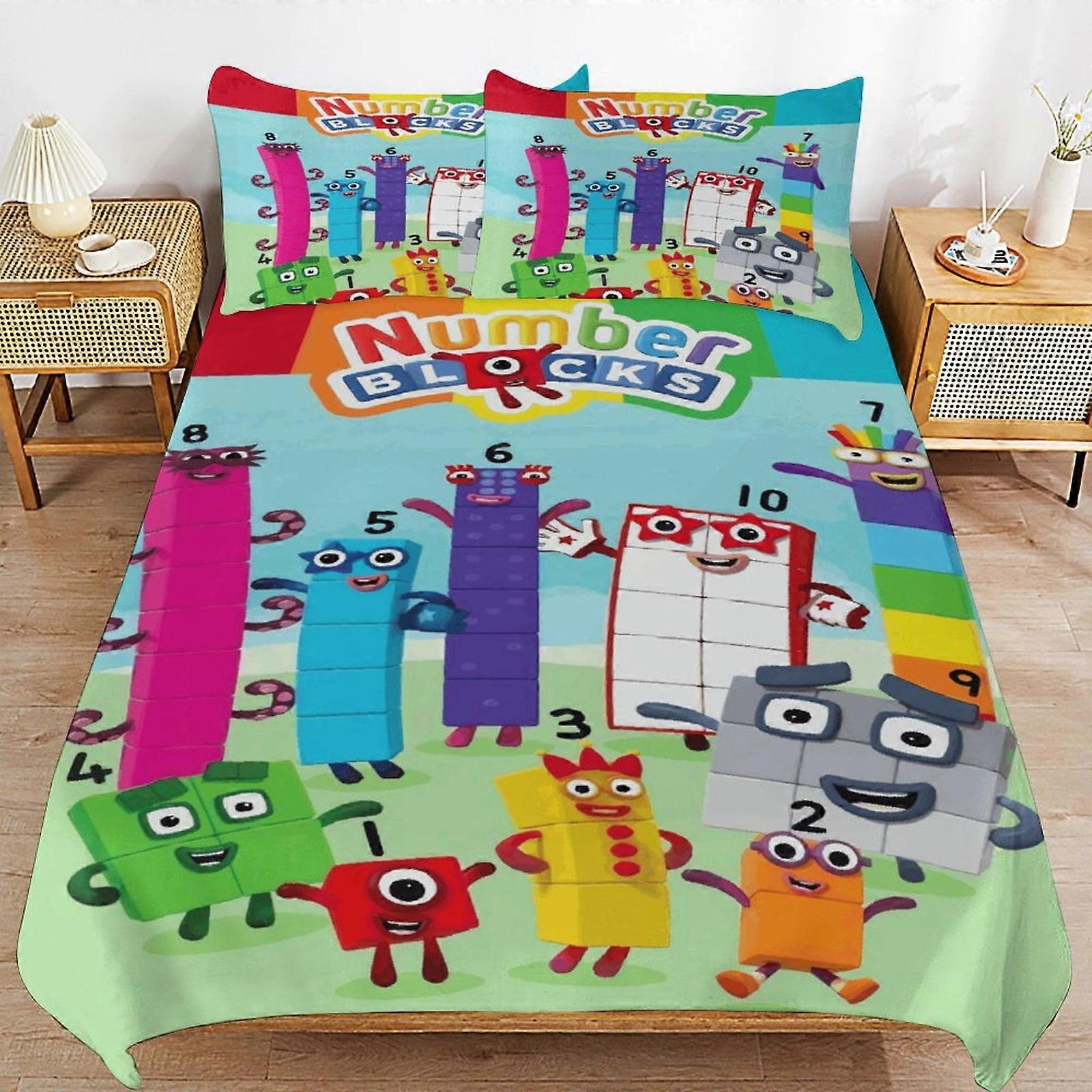 bedding set CA4 Numberblocks Bed Duvet Cover Microfiber Bedding Sets 3D Printed Lightweight 3 Piece Comforter Sets, 1 Duvet Cover And 2 Pillow DP4