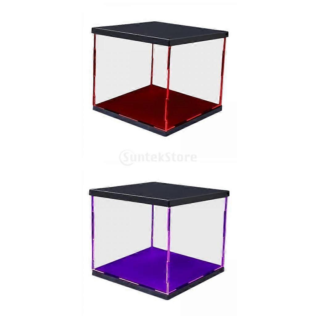 2 Pieces Clear Plastic Display Showcase, Case Box Shelf Cabinet for Model