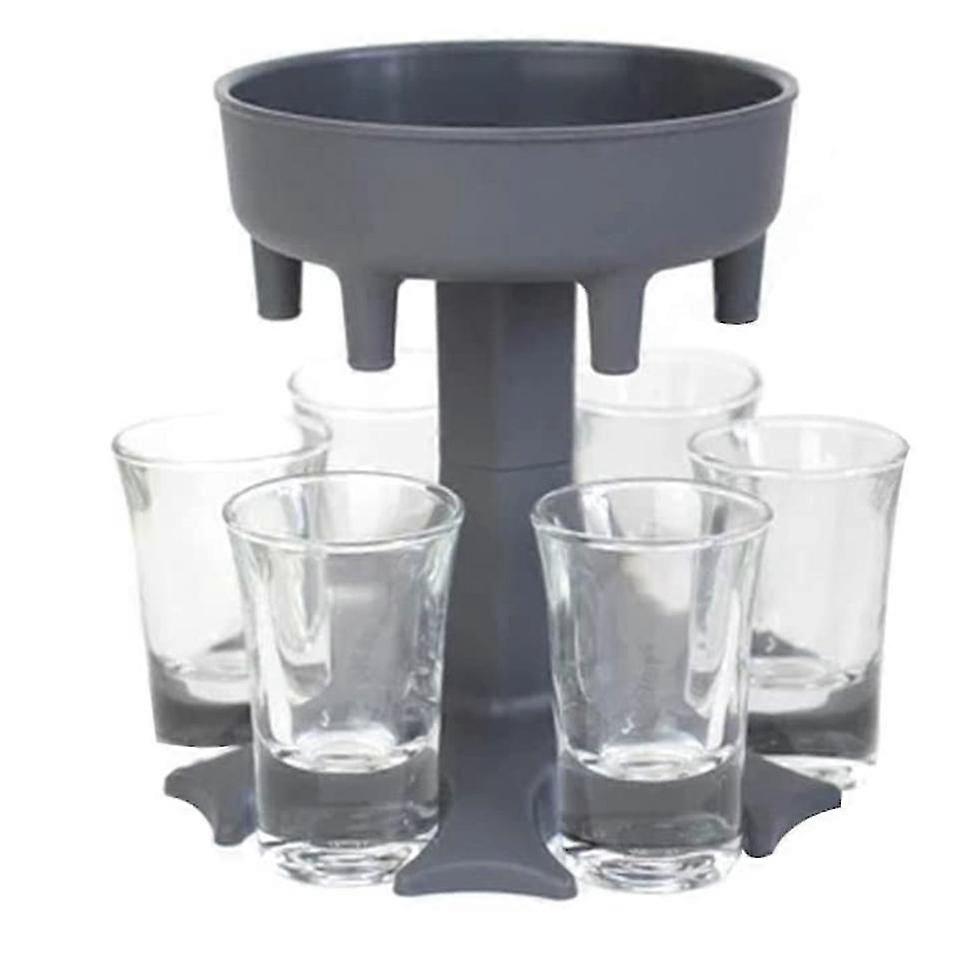 Wine Dispenser Holder 6 Shot Glasses-grey