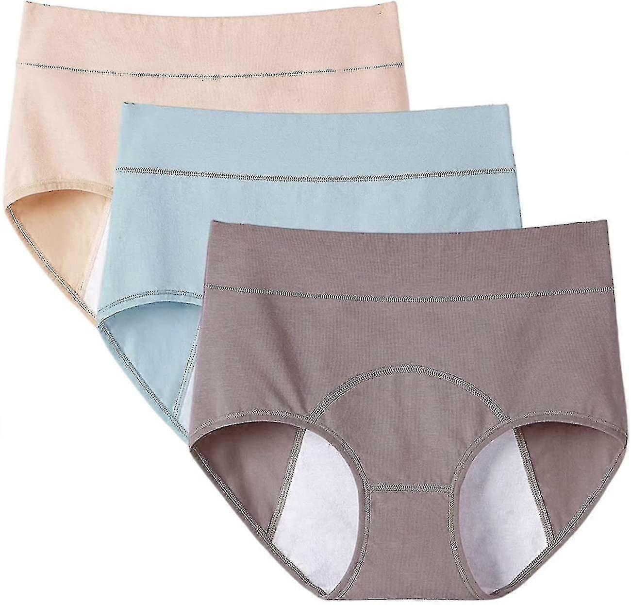 3stk Menstruationstrusser til kvinder Læksikkert Bukser Menstruationstrusser Bomuld Menstruationsundertøj