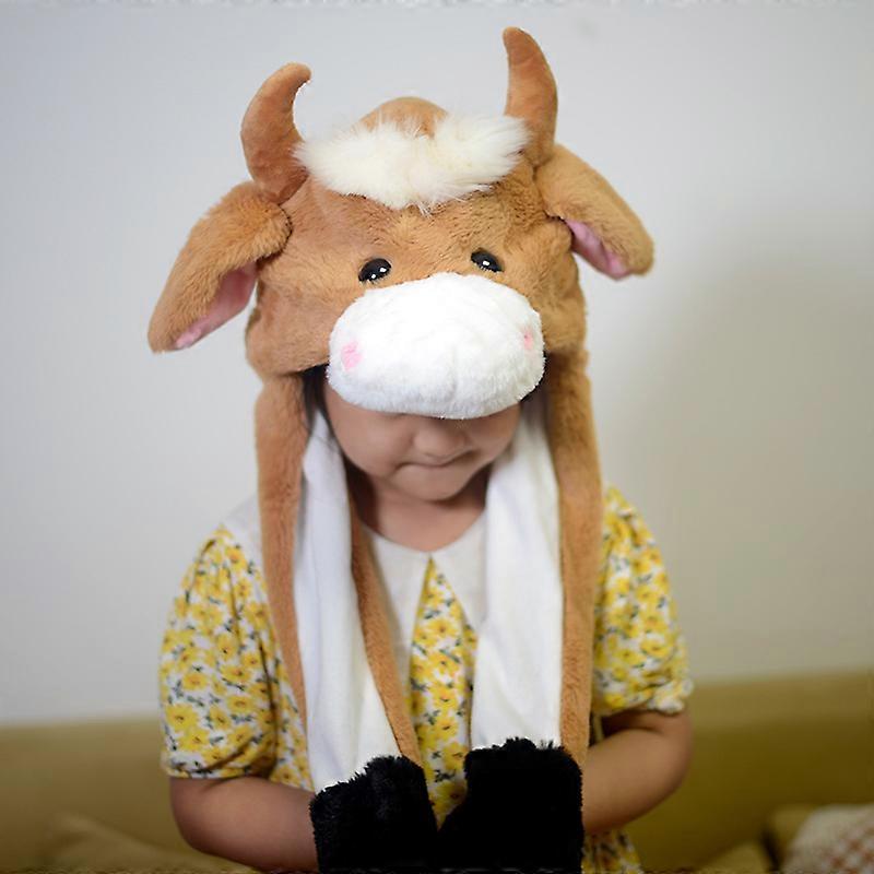 Cute Will Move Plush Animal Character Winter Hat Fun Ski Cap Cows