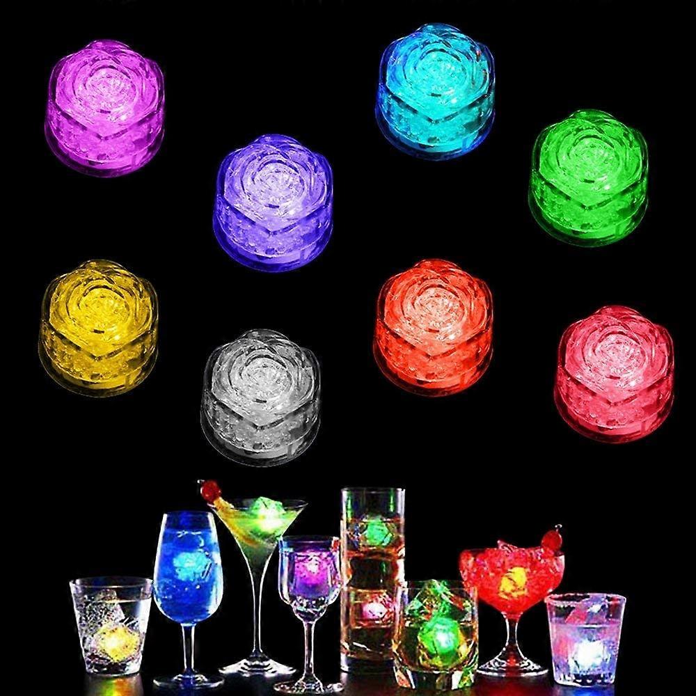 LED Ice Cube 24 Pack Light Up Ice Cube Flashing Ice Cube Multi-color Liquid Sensor Ice Cube for Christmas Halloween Wedding Birthday Party Bathtubs Va