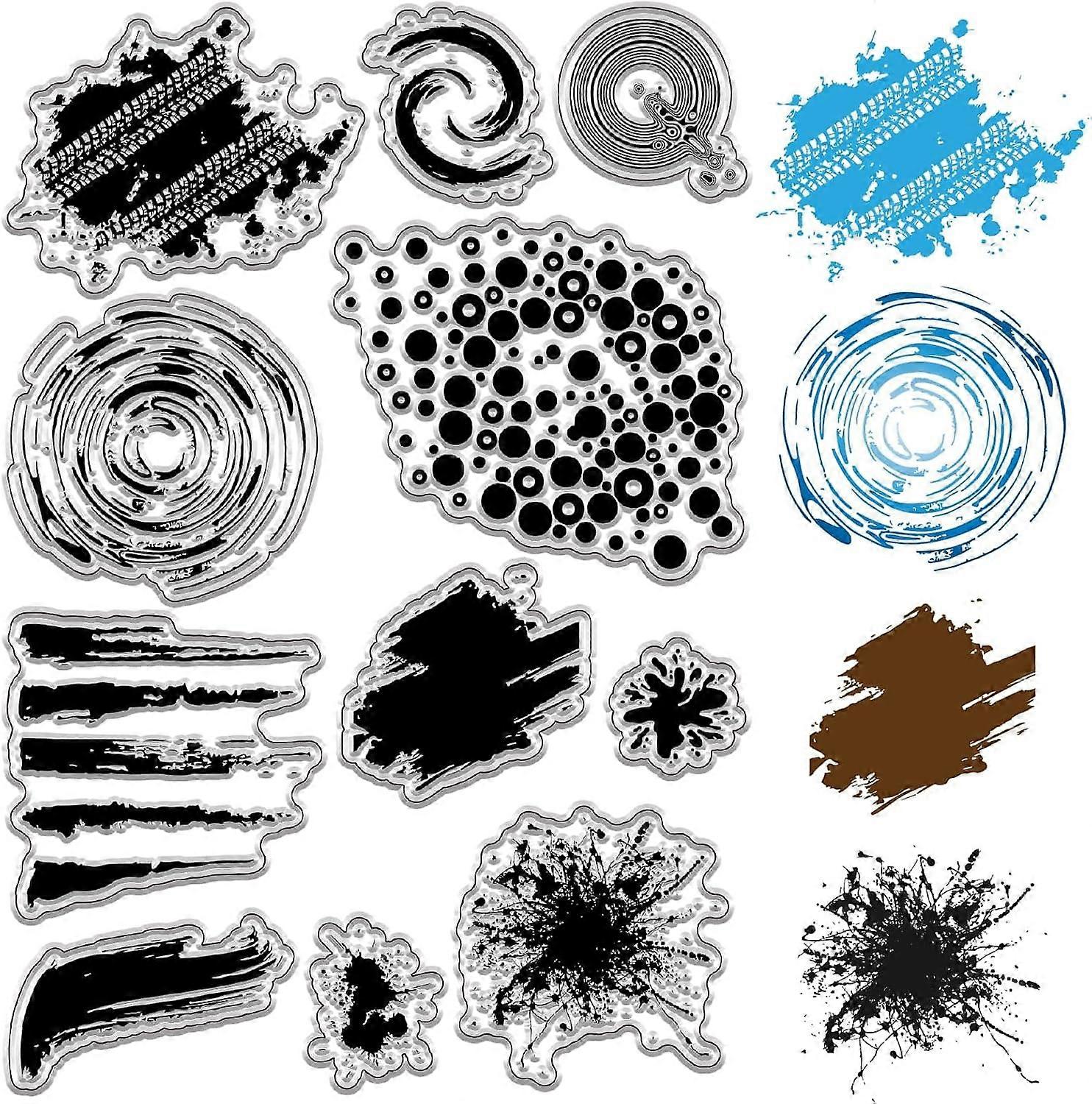 Graffiti Painting Background Clear Rubber Stamps Vintage Reusable Background Postmark Transparent Silicone Stamp Seals for Journaling Card Making Scra