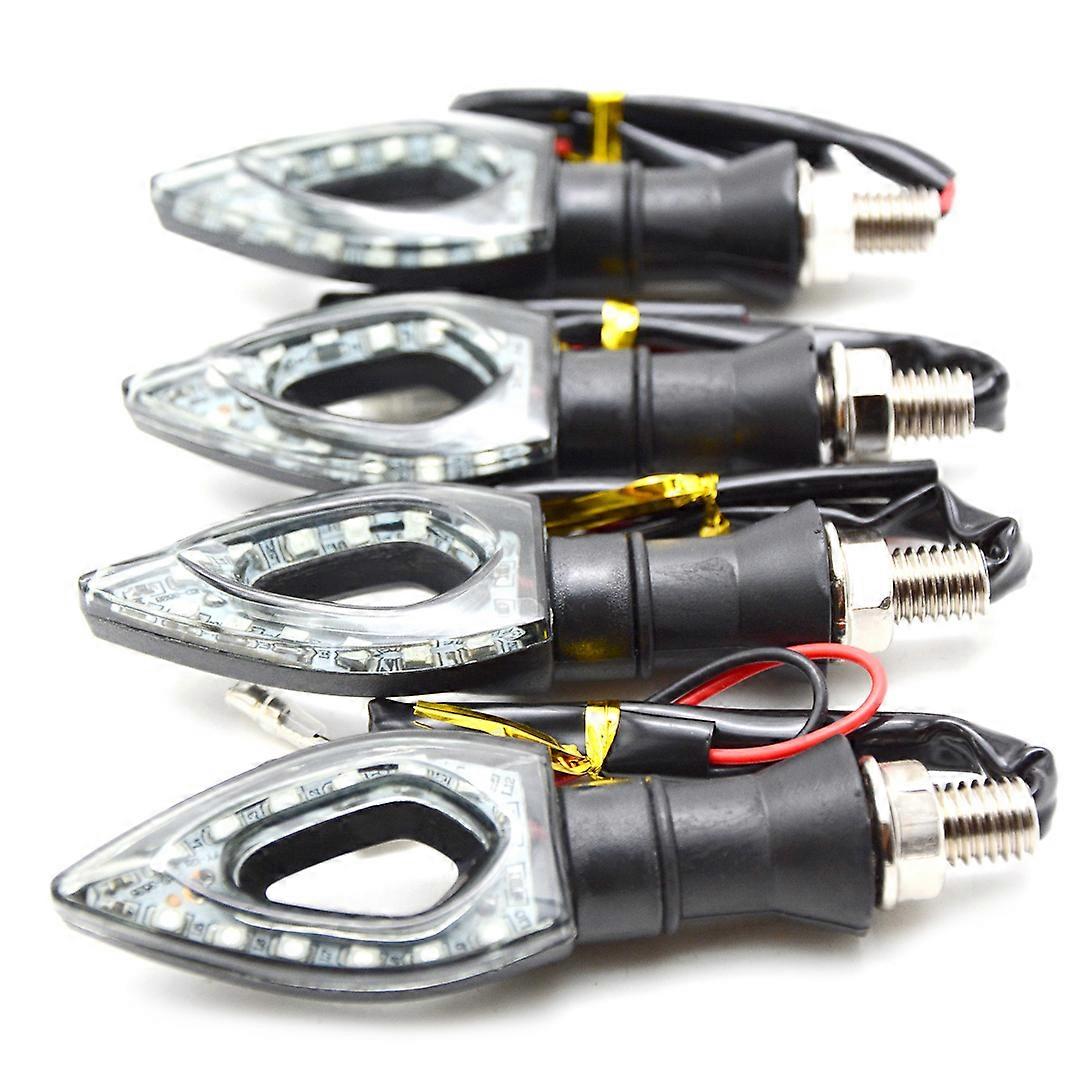 4Pcs 2Pcs Motorrad Herzform Universal 12 LED Blinker Kurze Blinker Blinker Blinker Blinker Blinker Bernsteinfarbe