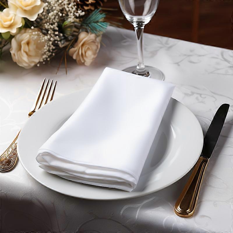 20pcs Soft Fashion Pure White Napkins, Napkin Cloths, Soft Stylish Polyester Napkin Cloths For Wedding, Birthday And Party, Solid Color Fabric Rolled