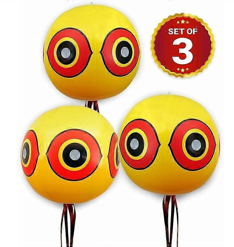Pack of 3 Repellent Balloons - Anti Pigeon Bird Scarer - to keep away Pigeons, Crows and More - for Use with Ultrasound/Woodpecker/Net