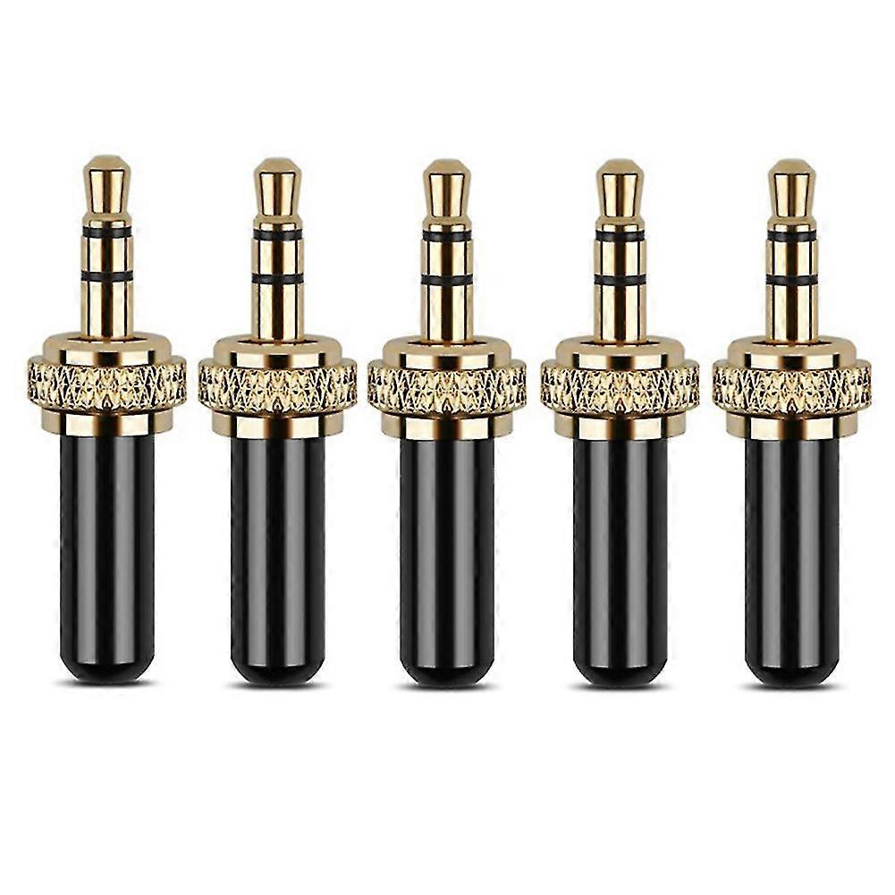 5pcs 3.5mm Plugs Metal Connector Mini 3.5mm Screw Lock Stereo Plug With M6 Internal Thread