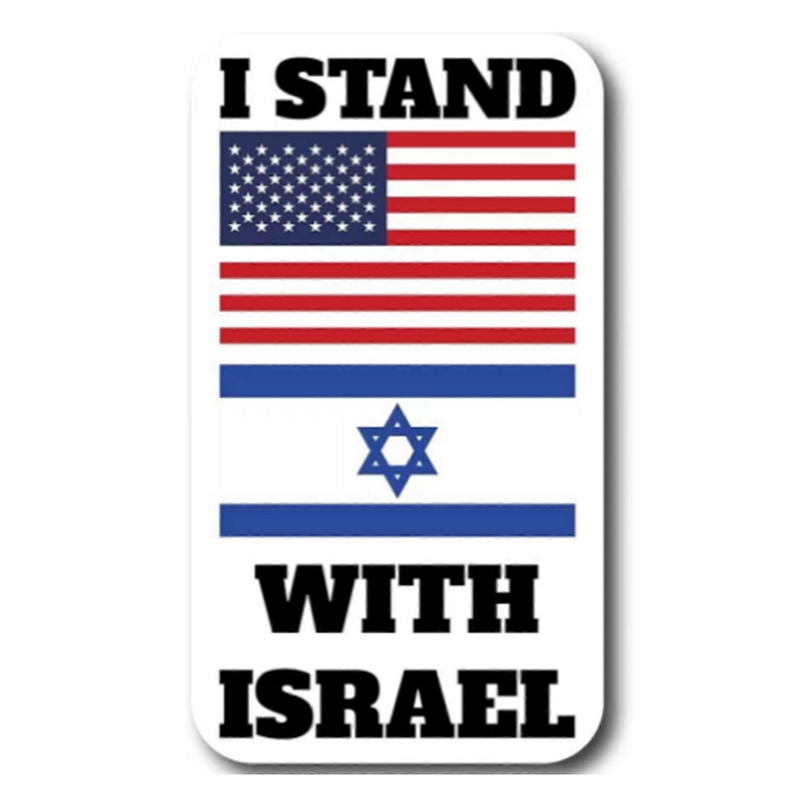 2pcs I Stand with Israel Bumper Stickers, Support for Israel, 5" On Longest Side - Sticks to Any Smooth Flat Surface - for Car, Truck, SUV and More