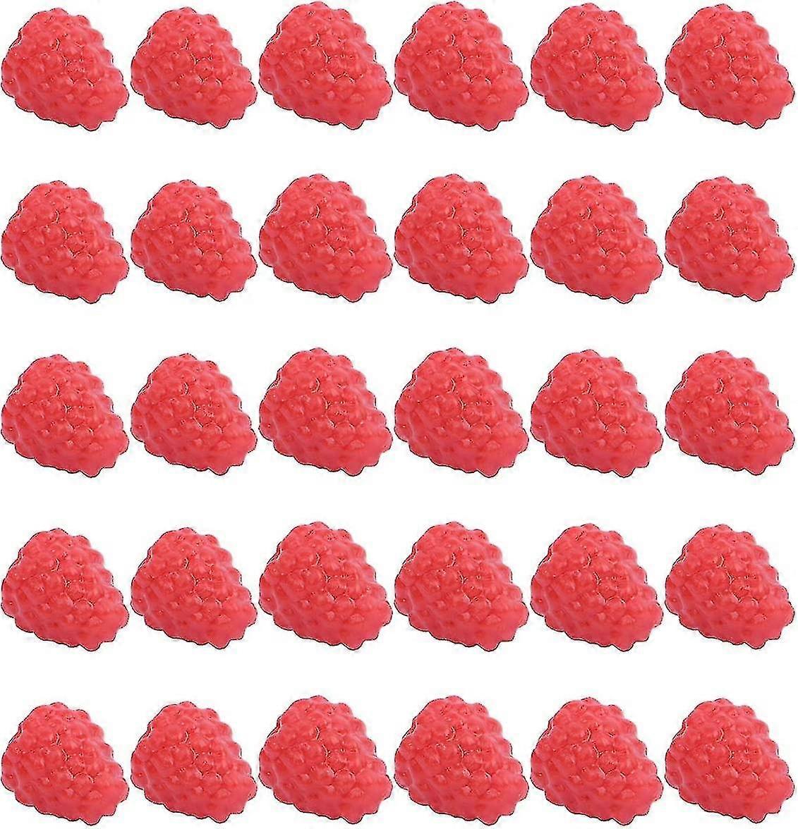 30pcs Artificial Fake Raspberry Model, 0.95inchx1inch Each, Simulated Fruit Sample Photography Activities Project Props-red