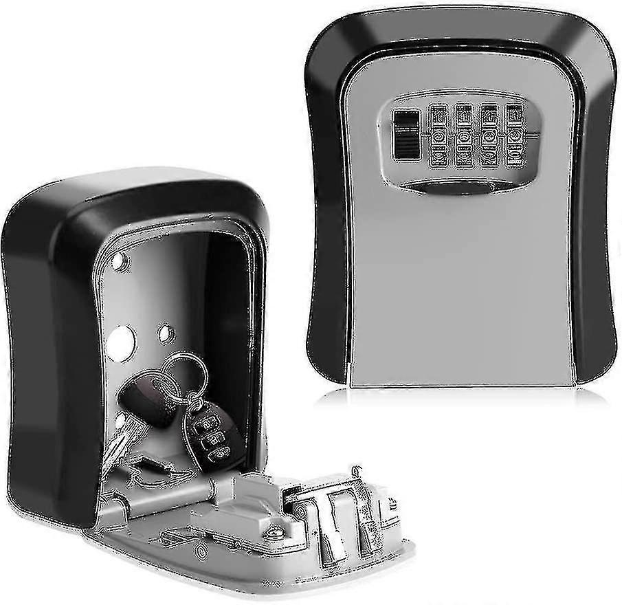Key Lock Box 4 Digit Combination Wall Mount Key Safe Security Storage Box For