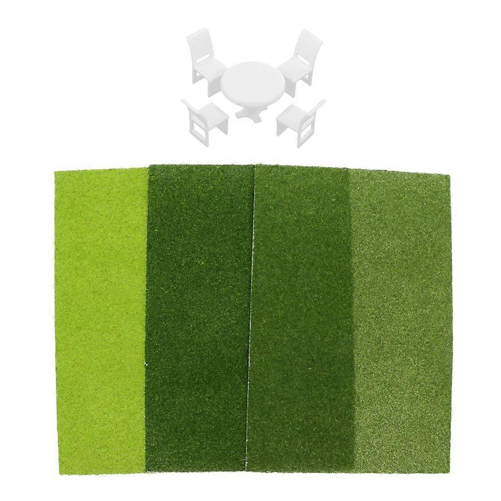 Plastic Miniature 1:50 Table Chair O with Artificial Lawn Turf DIY Sand Table Layout