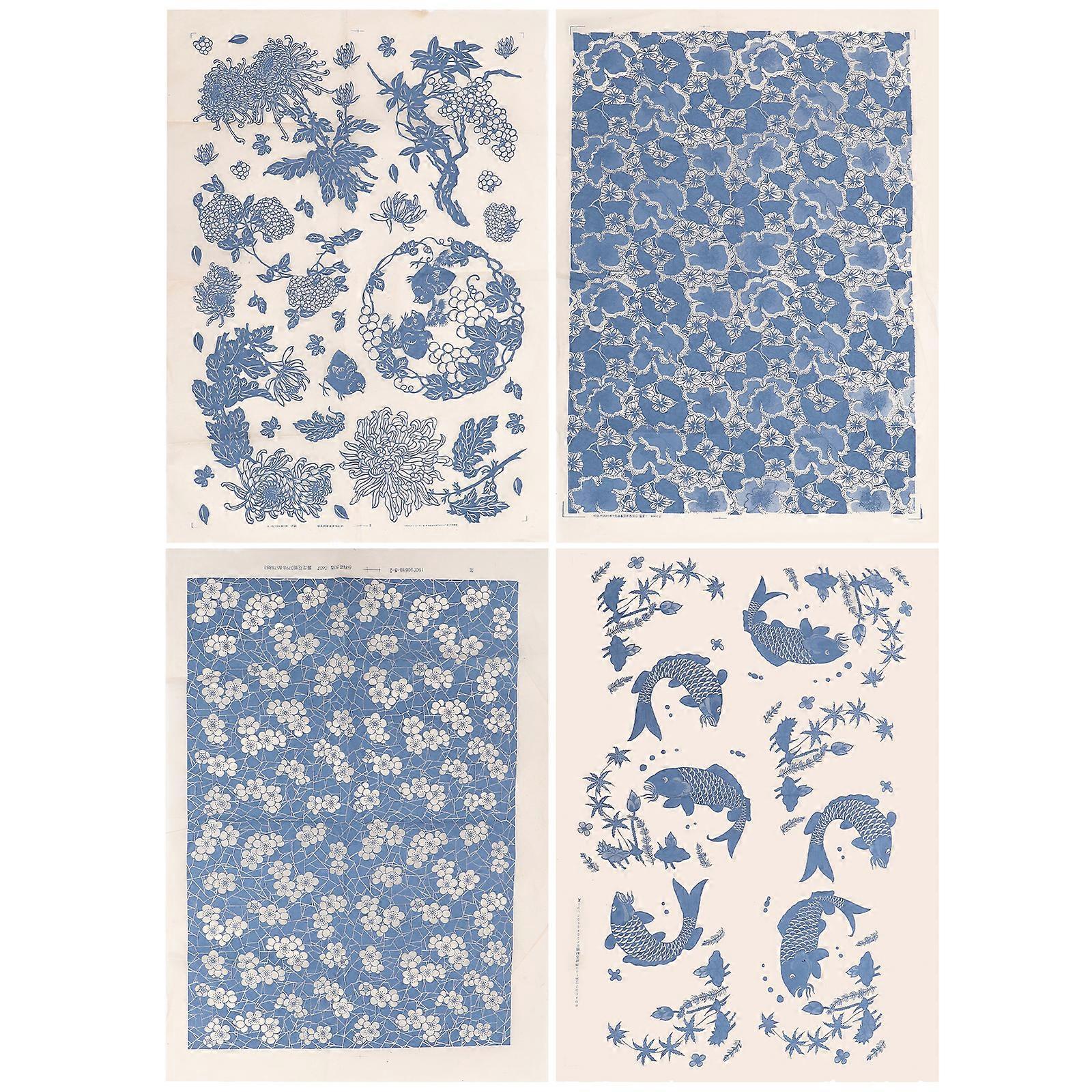 4 Sheets Clay Transfer Paper Decal High Temperature Underglaze Colored Paper