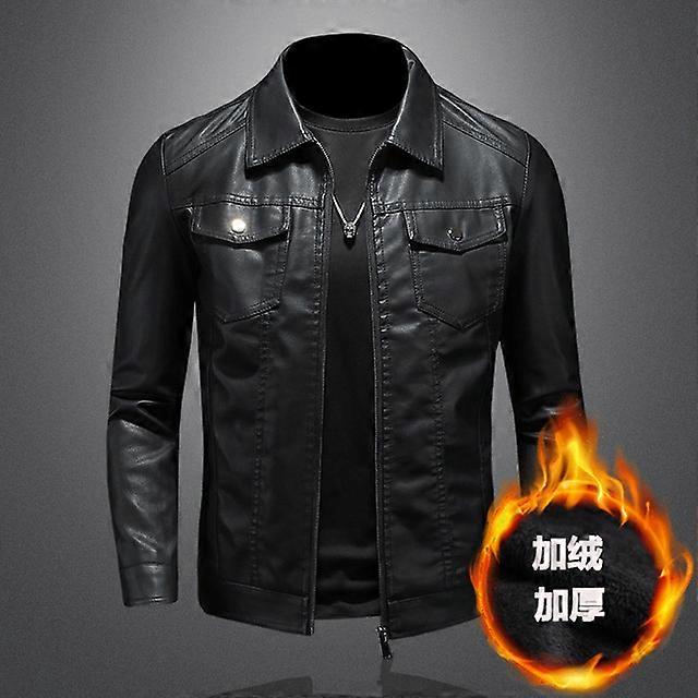 Men's Pu Jacket Autumn And Winter Slim Plus Down Thickened Biker Jacket Men Leather Jacket