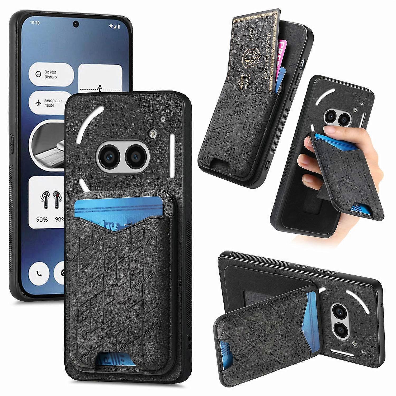 For Nothing Phone (2a) Case Imprinted Pattern Card Holder Kickstand Leather Back Cover