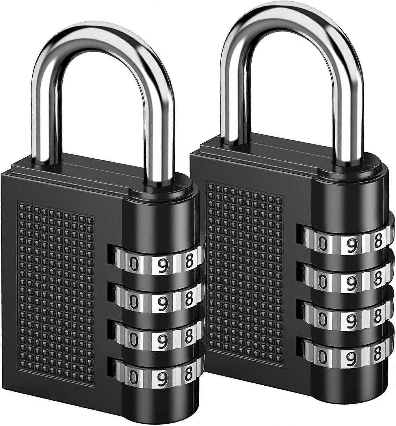 Combination Padlock [2-Pack] - Black, Combination locking secure weatherproof 4 digit combination padlock for school and gymnasium lockers, outdoor, f