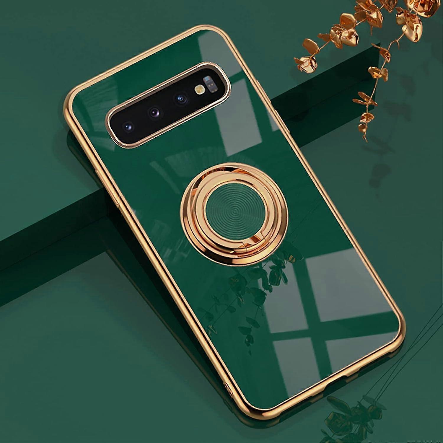Case for Samsung Galaxy S10Green, Stylish Case Cover Silicone TPU Thin Soft Colorful Shockproof Case Cover with Ring Ring Magnetic Stand for Samsung G