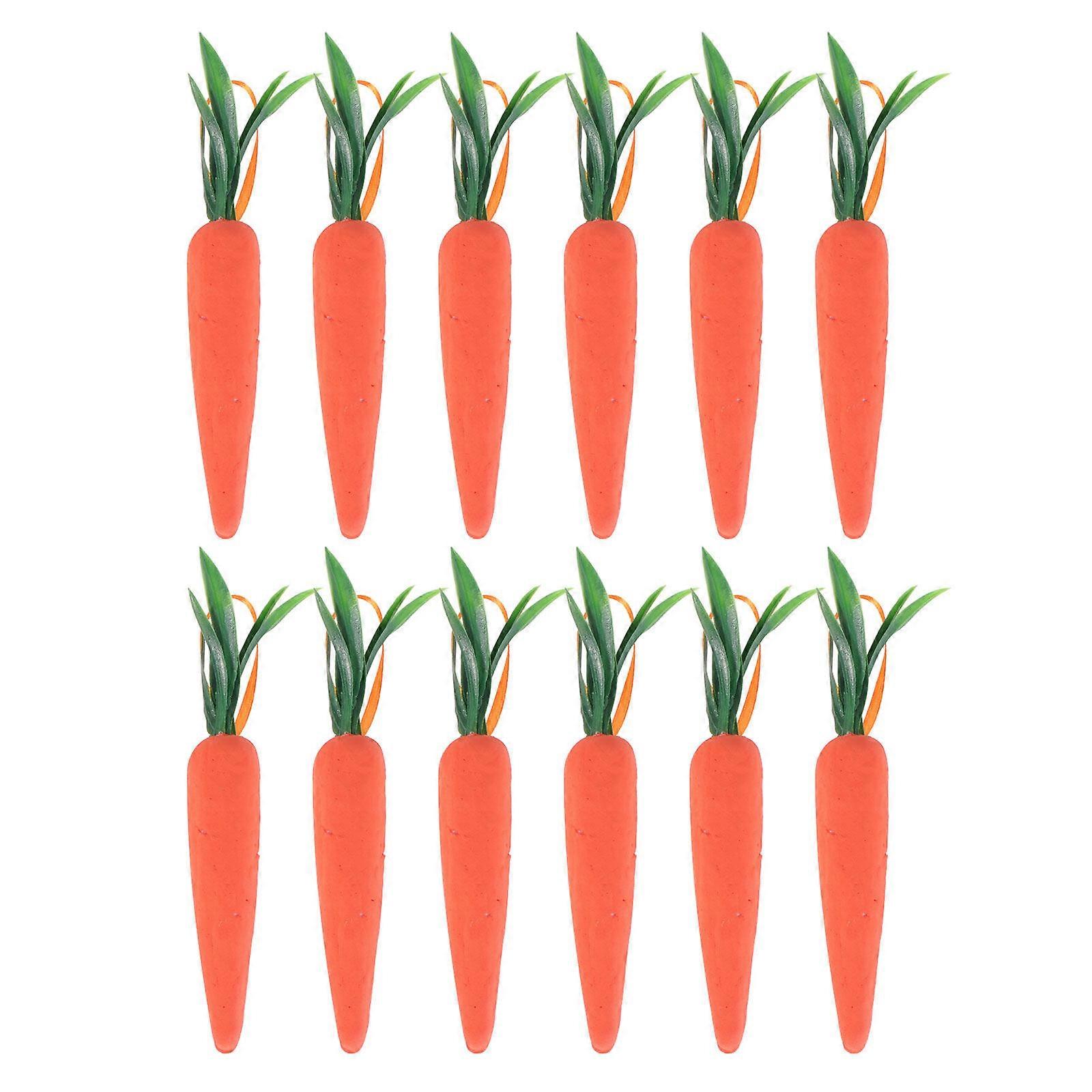 12Pcs Easter Carrot Decors Simulation Mini Carrots Creative Festival Pendants