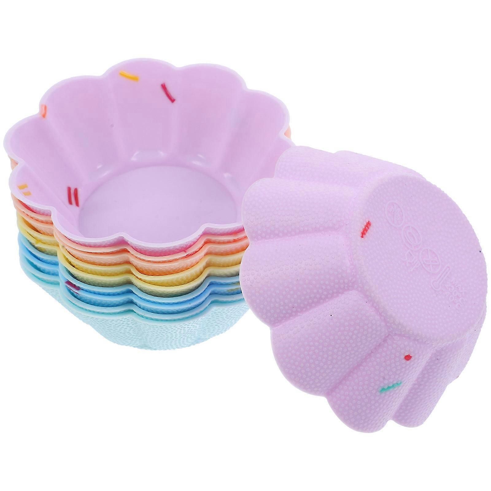 10pcs Silicone Baking Molds Cupcake Liners Reusable Muffin Cups Non-Stick Muffin Liners Baking Cup