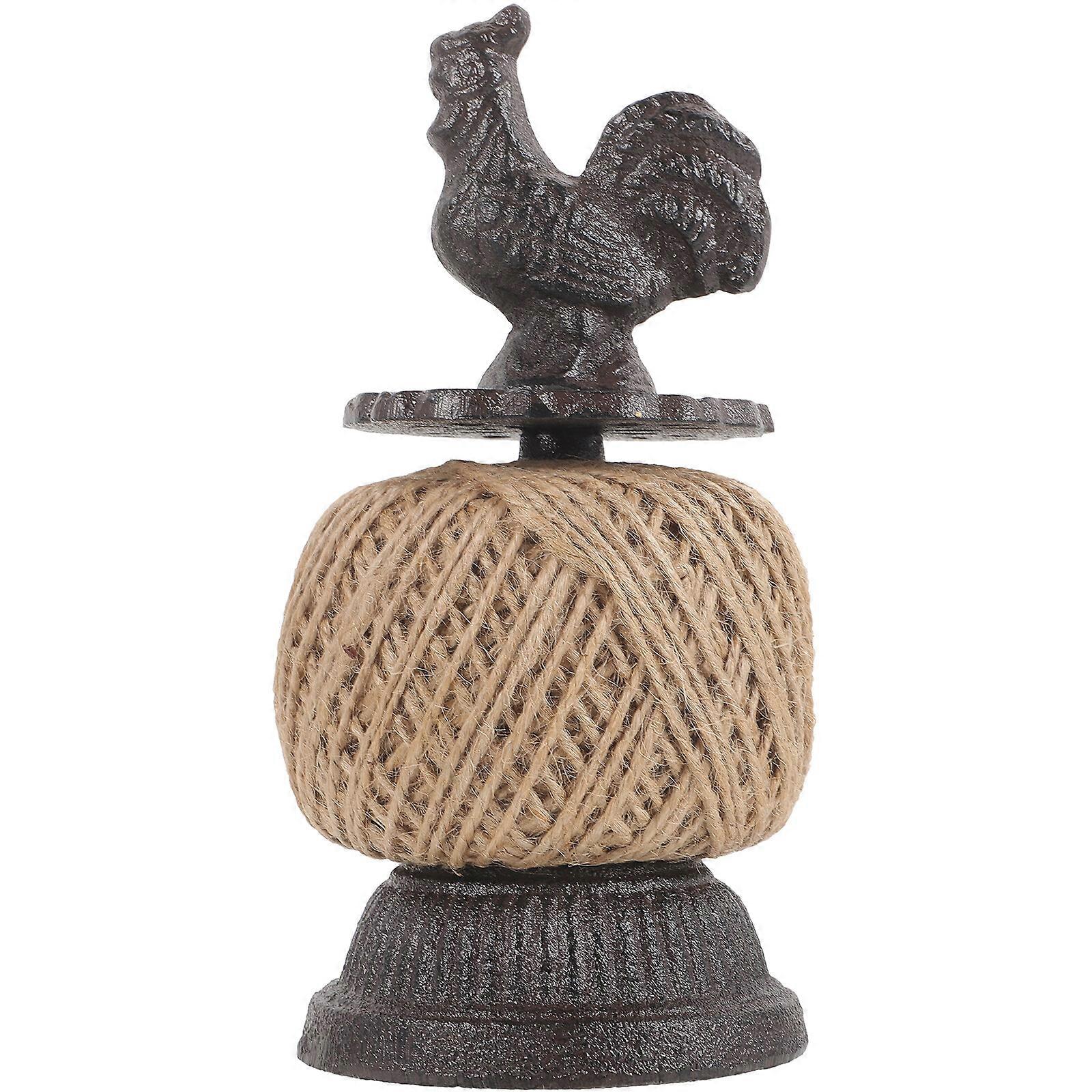Bobine de corde de fer Bobine décorative avec corde de table coq statue accessoire de maison