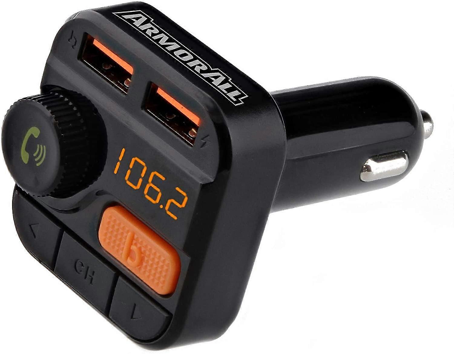 Armor All Wireless Bluetooth Fm Transmitter With Dual Port Usb Charging, Voice Controls, Bass Boost, Hands-free Calling And Music Streaming,block,ahf9